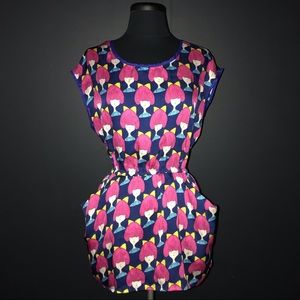 MIU MIU Doll Dress Blue Pink Print Sz M EUC Auth